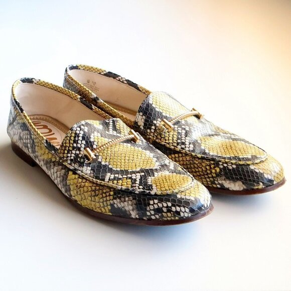 Sam Edelman Lior Yellow Snakeskin Leather Horse-bit Loafers, Slip On Shoes Sz. 8 - Picture 15 of 16